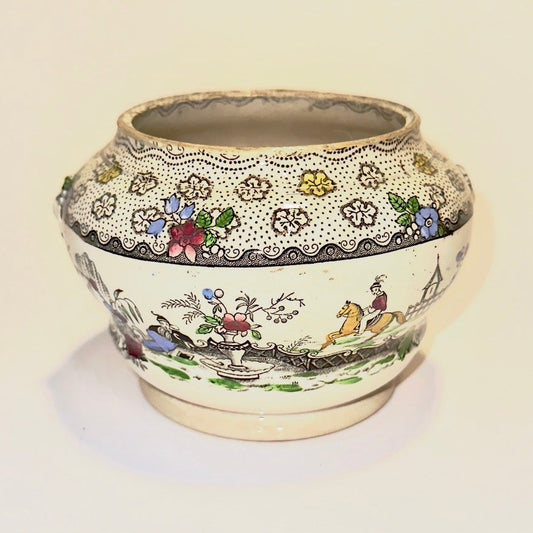 Antik fajanceskål, viktoriansk, midt 1800-tallet