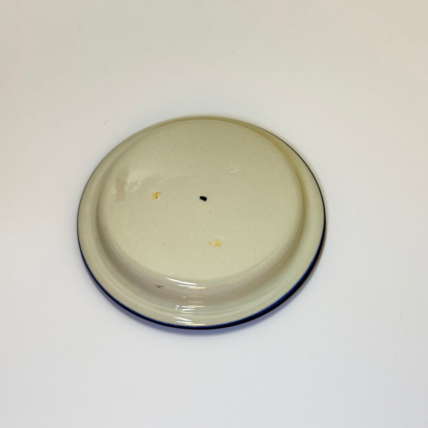 Knabstrup krydderikrukke med låg, hvid og blå glasur - til “Kommen”