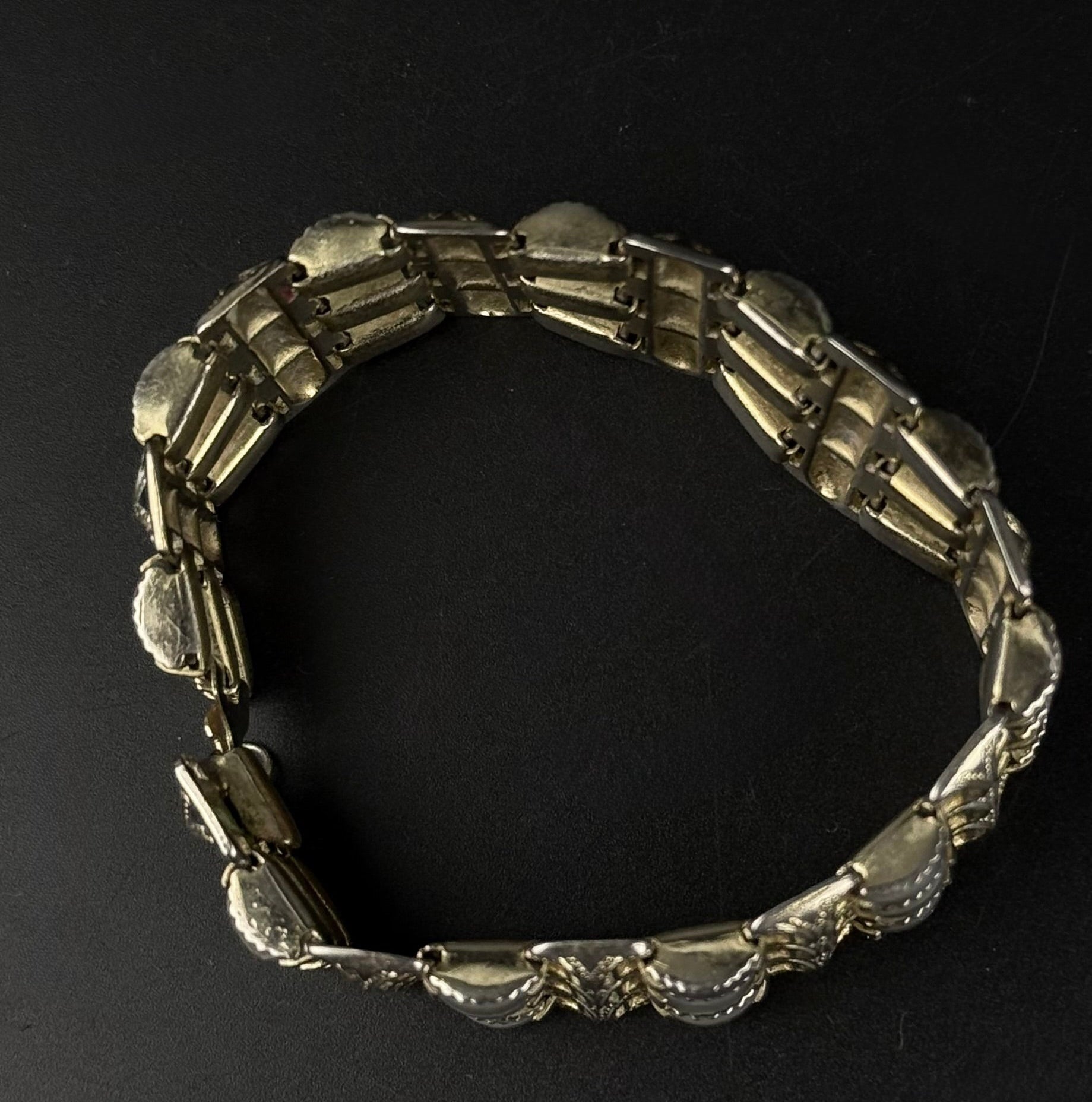 Vintage Toledo Damascene armbånd i gulddublé med perlemor