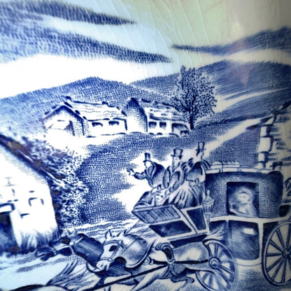 Fransk fajancetallerken – blå/hvid “English Style” Lunéville France ca. 1950–70