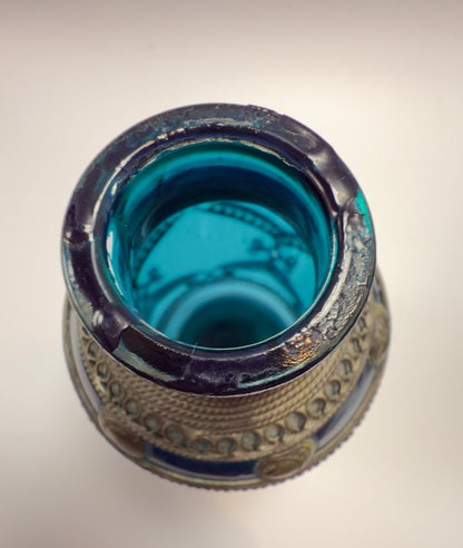 Unikt marokkansk dekorationssæt med glasflakon, miniature tajine og tekande