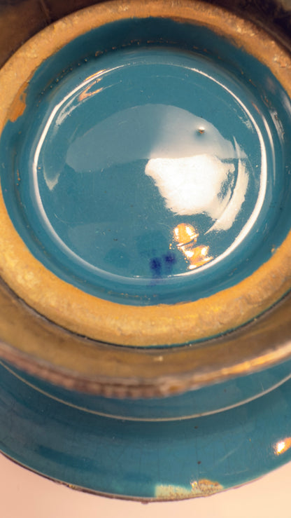 Unikt marokkansk dekorationssæt med glasflakon, miniature tajine og tekande