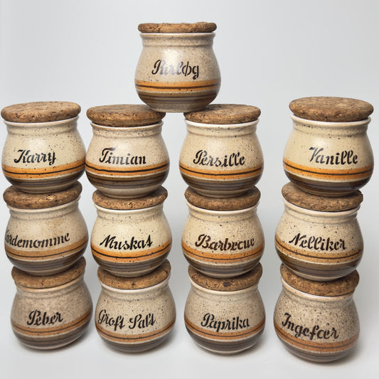 Henrik Fogh stentøj krydderikrukker med korklåg – dansk keramik