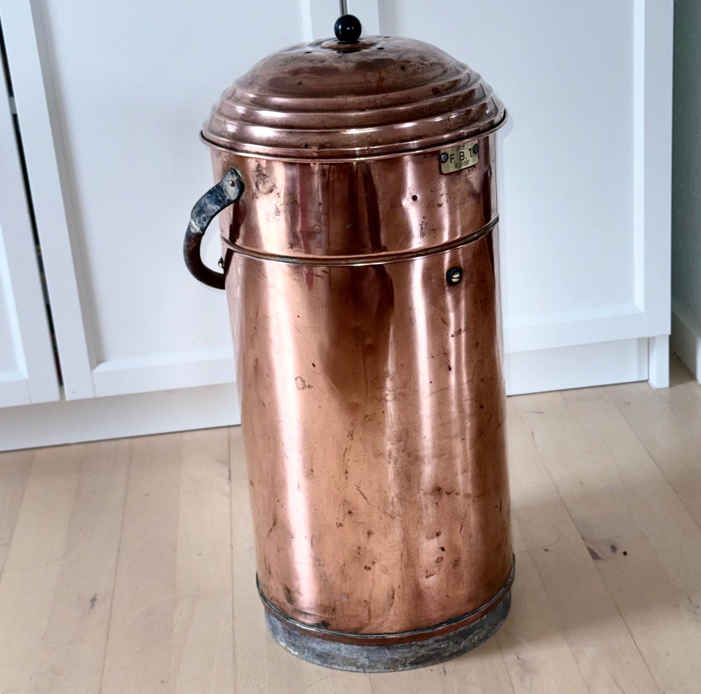 Original kobber militær brandspand – Kaj - Dansk militær - F.B.T. Forsvarets Bygningstjeneste