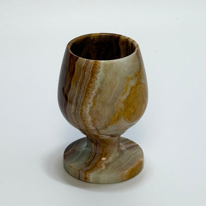 Vintage onyx glas i poleret natursten – midcentury