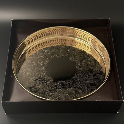 Scandia Gold rund bakke model 9130 i 24 karat guldbelægning med gennembrudt kant