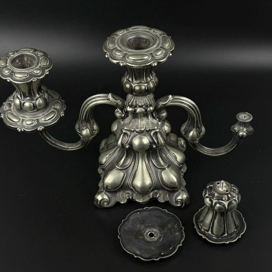 Antik Hans Jensen & Co. 3-armet kandelaber i EPNS – dansk vintage lysestage ca. 1920-1940