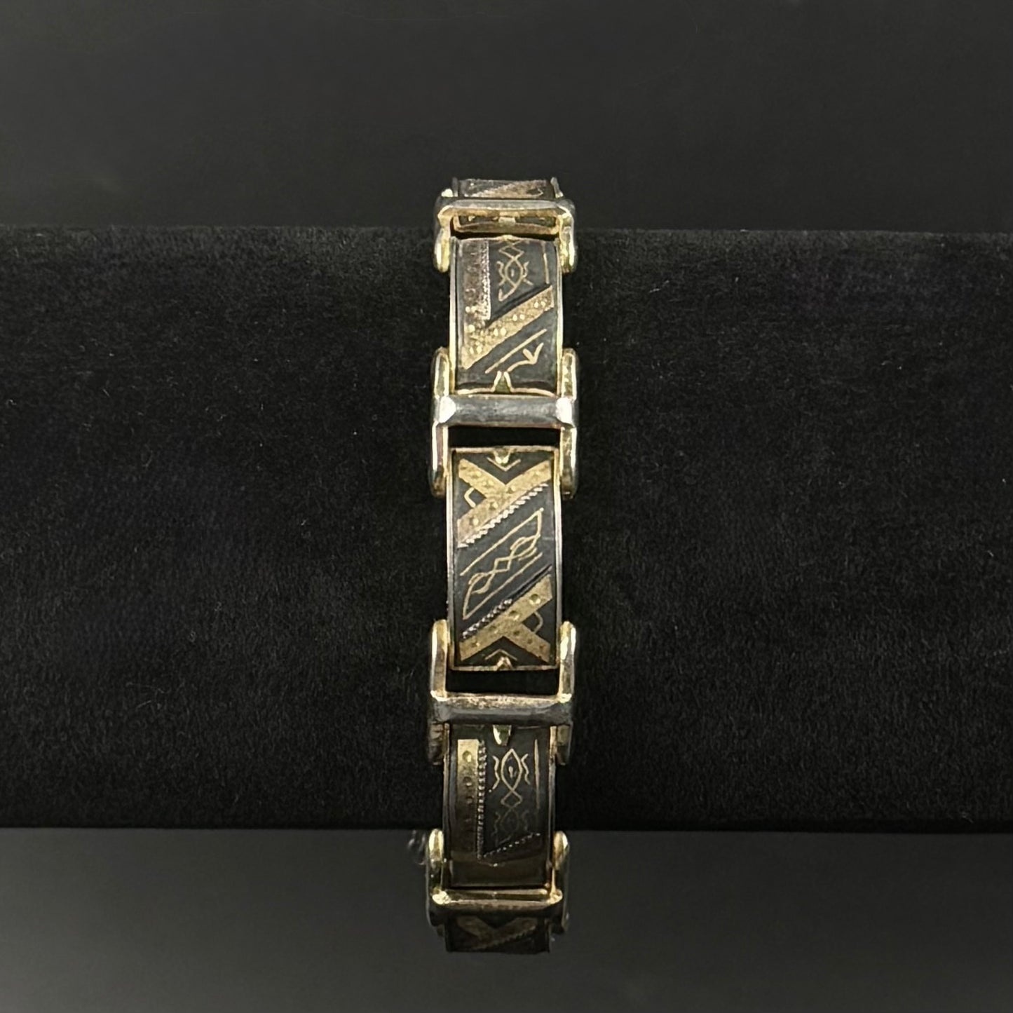 Vintage Toledo damascene armbånd med guldindlejring