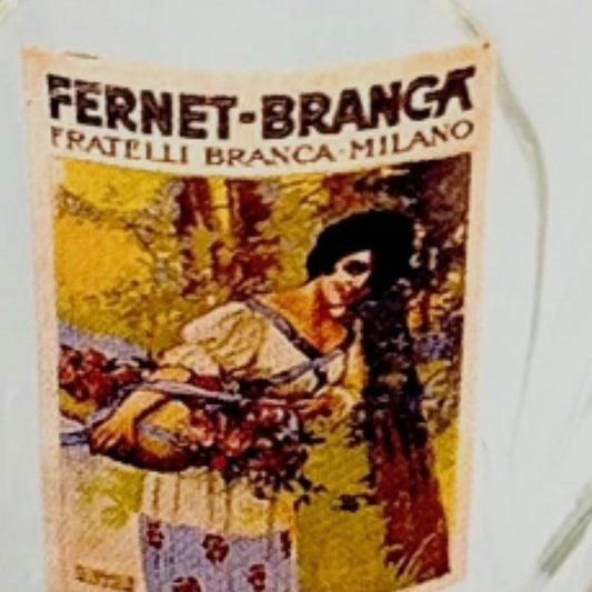 Fernet Branca reklameglas – vintage barglas med original logo