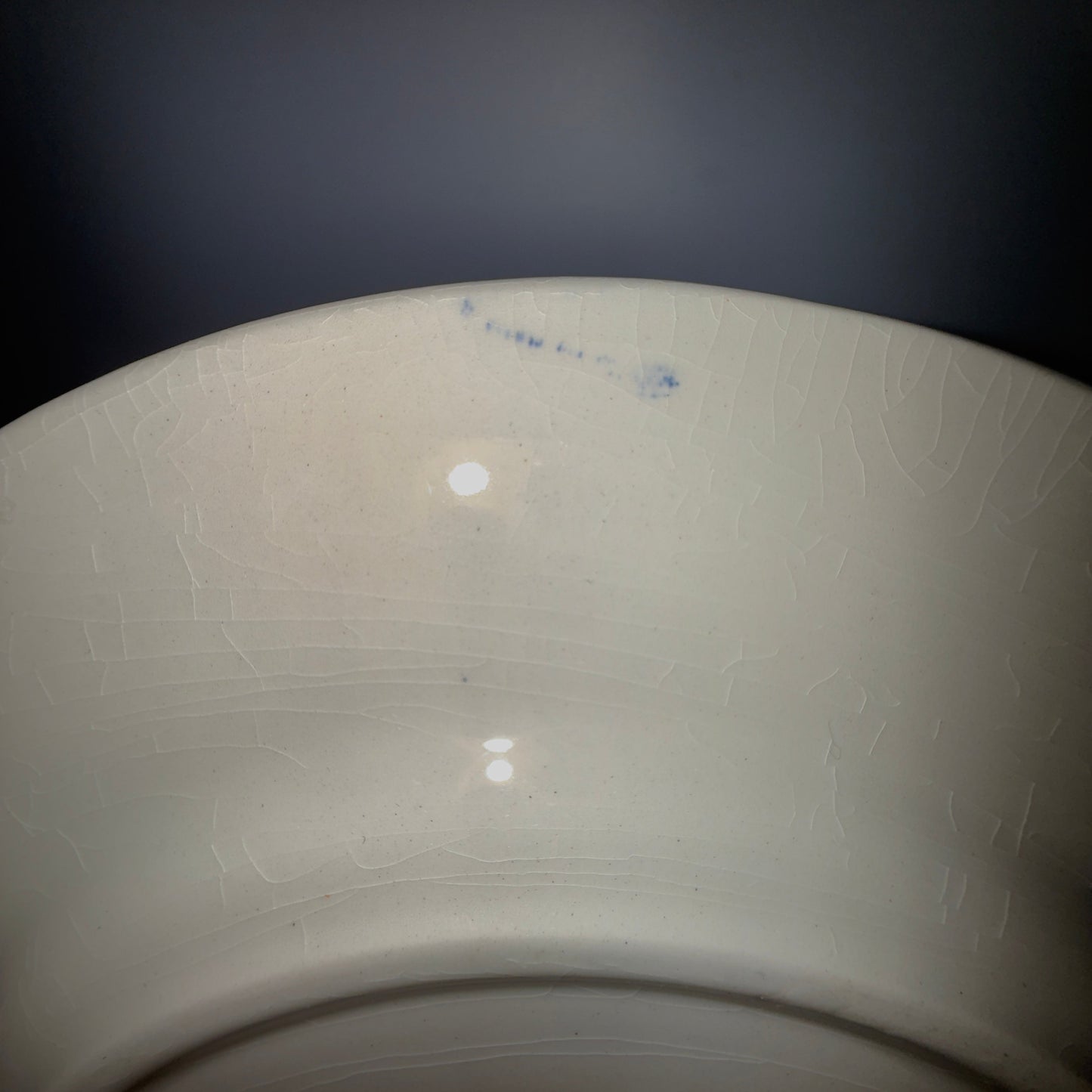 Fransk fajancetallerken – blå/hvid “English Style” Lunéville France ca. 1950–70