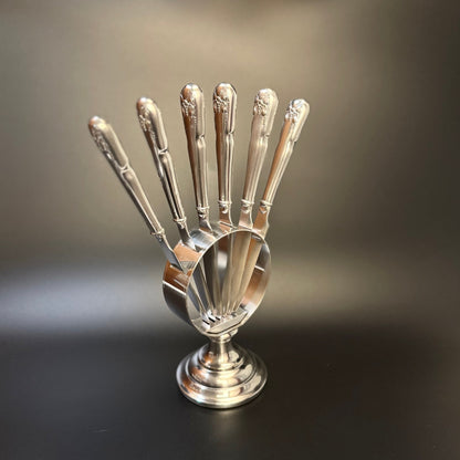 Smukt vintage sæt med frugtknive i sølvplet, D.F.A.