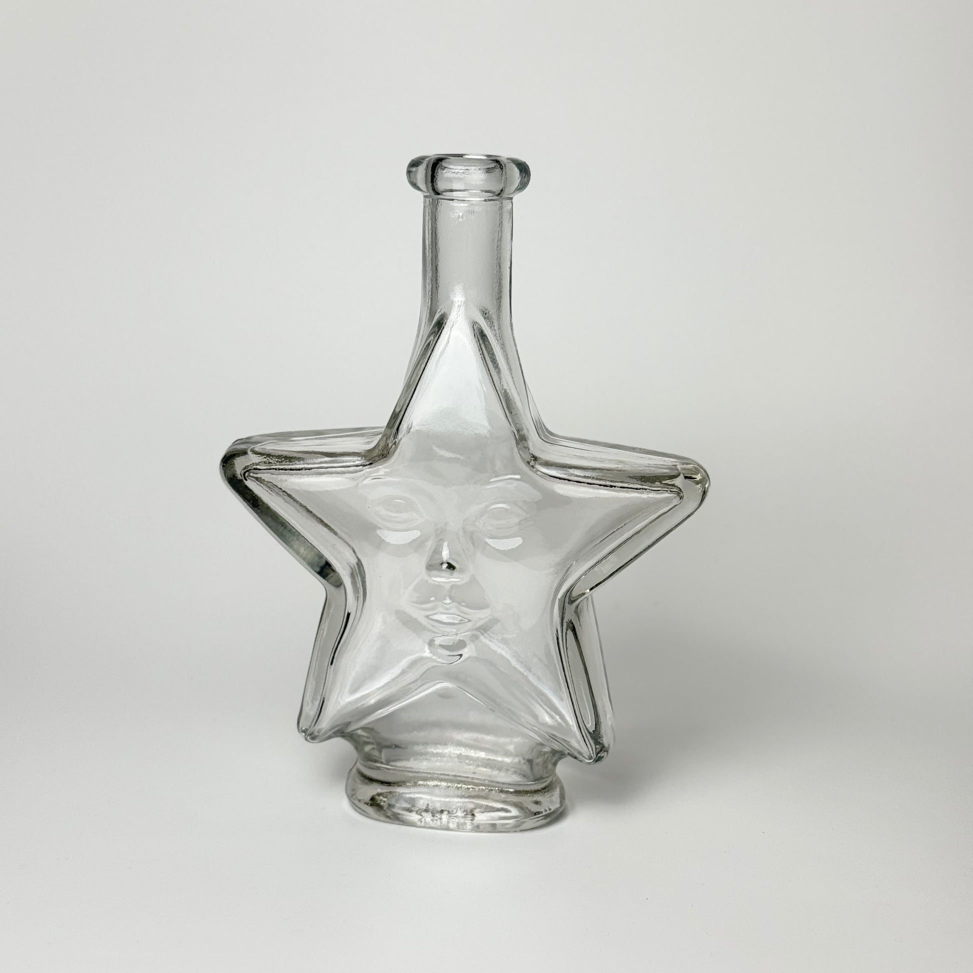 Vintage stjerne karaffel i klart glas med ansigt – 18 cm