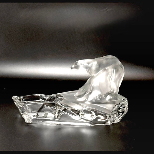Karel Zentner art deco glaskunst med isbjørn – Libochovice glas ca. 1935