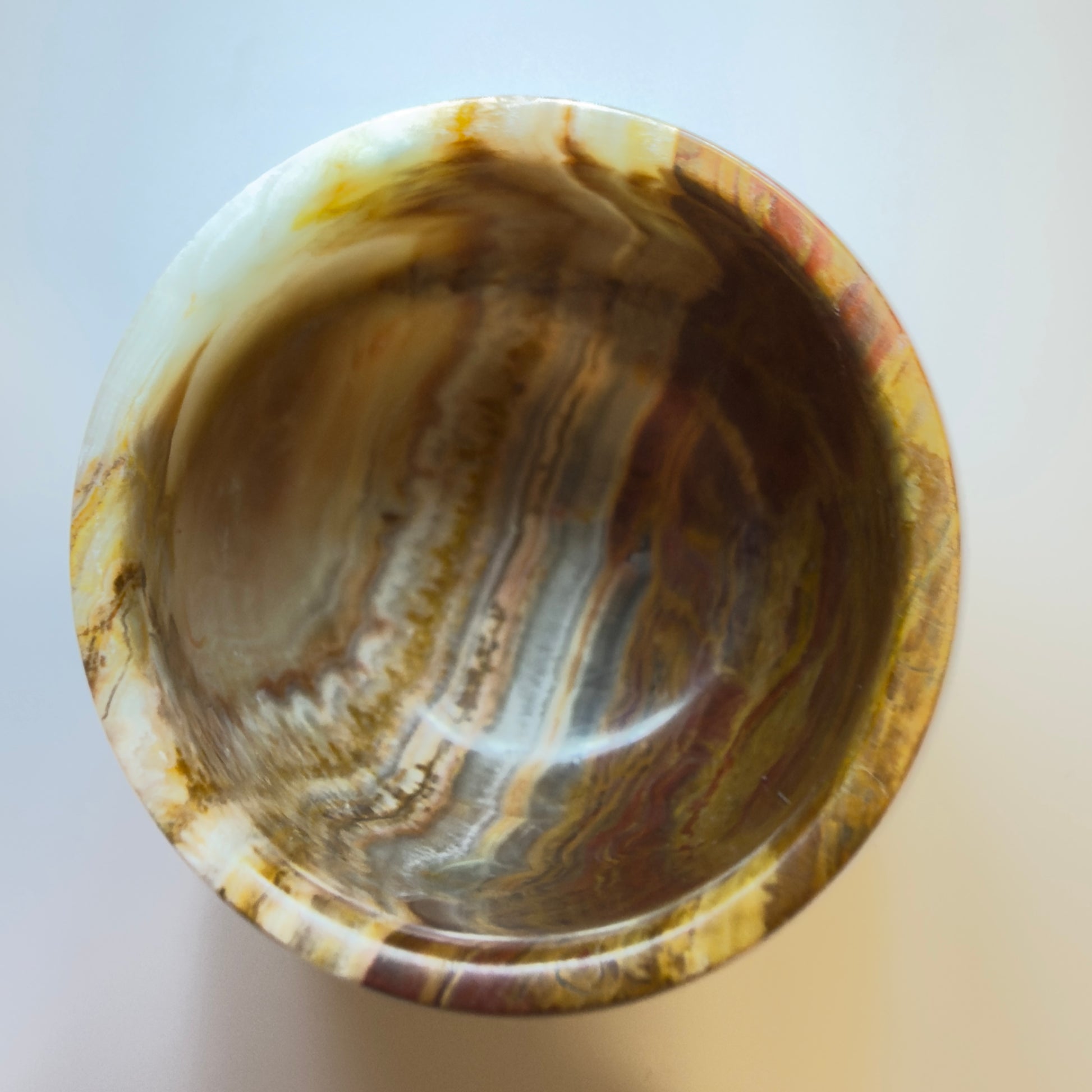 Vintage onyx glas i poleret natursten – midcentury