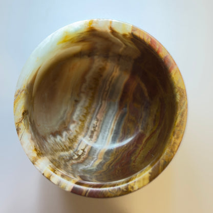 Vintage onyx glas i poleret natursten – midcentury