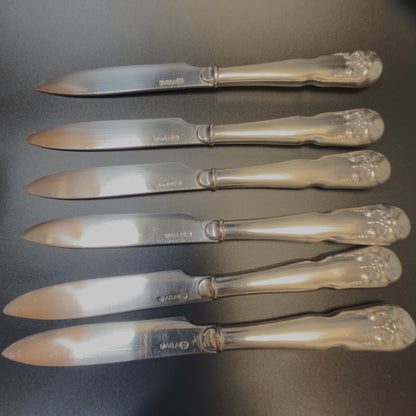 Smukt vintage sæt med frugtknive i sølvplet, D.F.A.