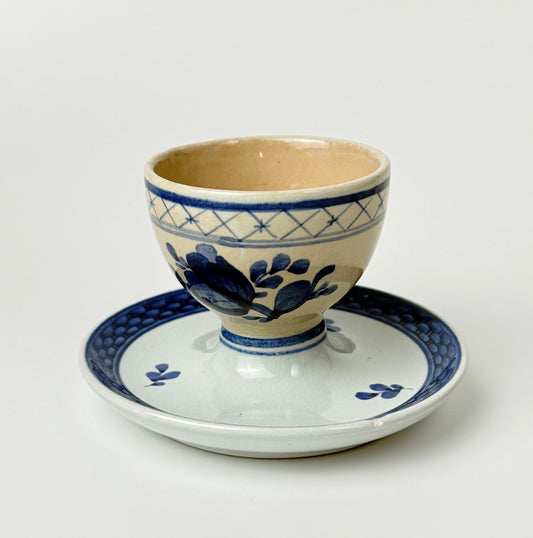 Aluminia Trankebar sennepsskål med fast underskål