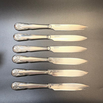 Smukt vintage sæt med frugtknive i sølvplet, D.F.A.
