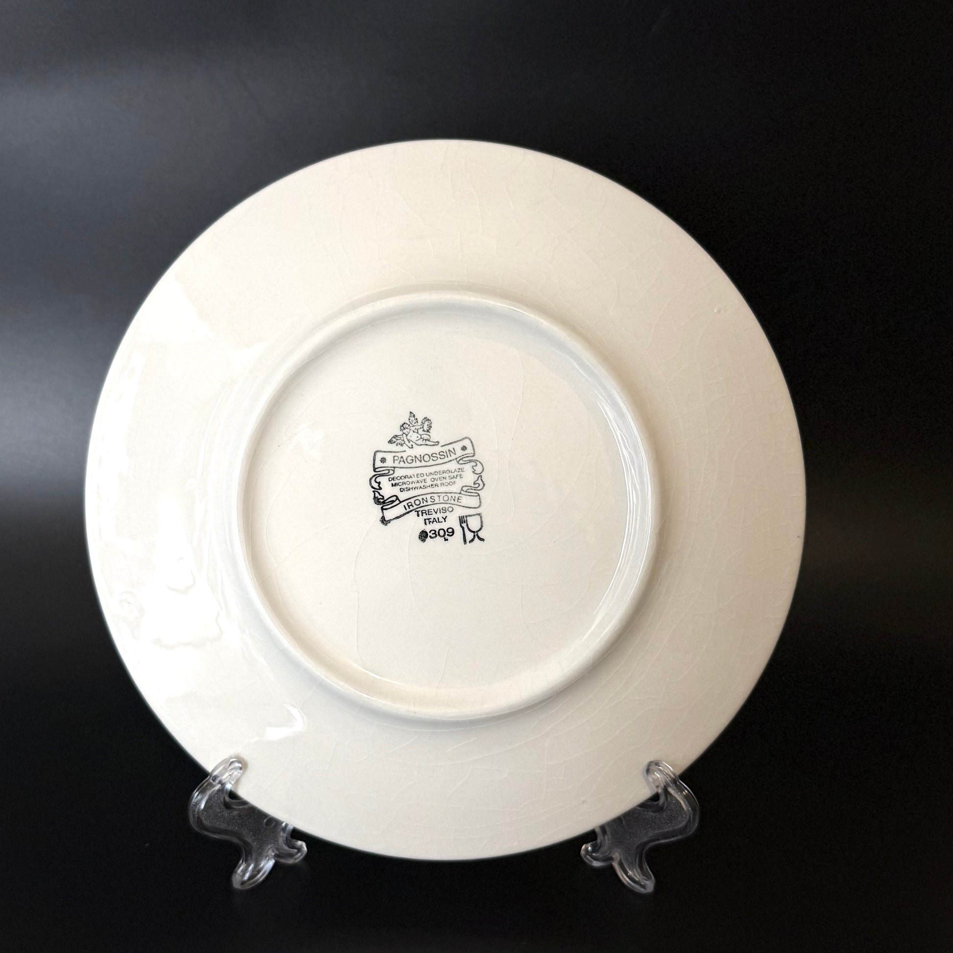 Pagnossin ironstone frokosttallerken aubergine/blå kant, Treviso Italien