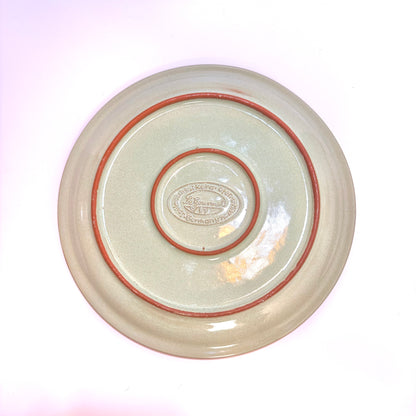 Serveringsfad med klokke i stentøj – Le Gourmet – terracotta og grøn – vintage