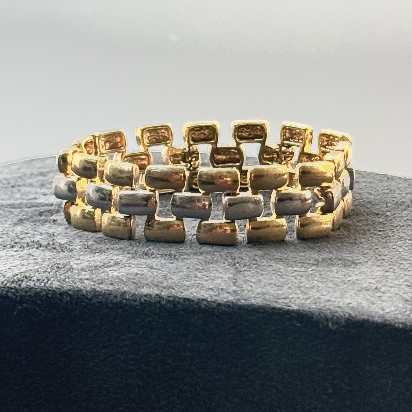 Vintage tofarvet armbånd i guld- og sølvfarvet metal