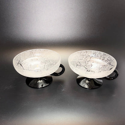 Svensk krakelé coupe-/dessertglas, attribueret til Johansfors eller Åfors glasbruk