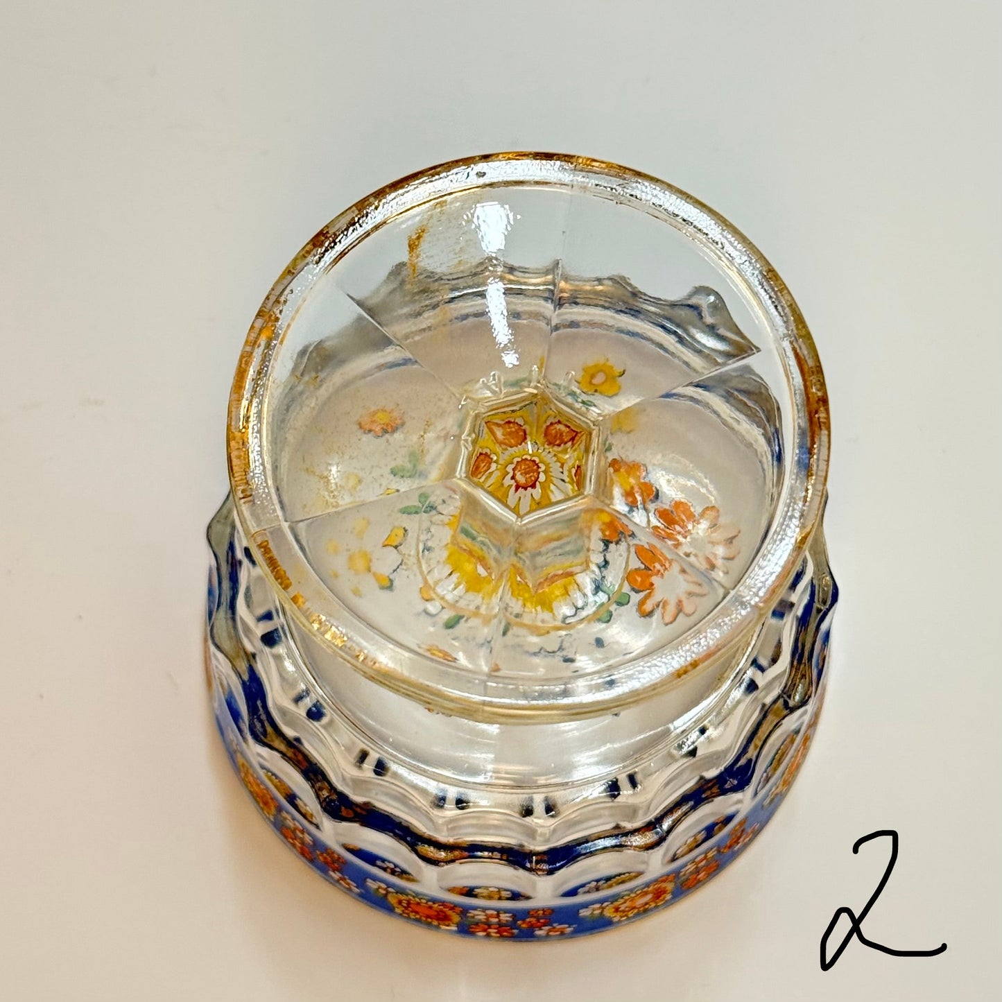 VARIANT 2 - Italiensk champagne/dessertskål på fod i emaljemalet glas – 1960’erne