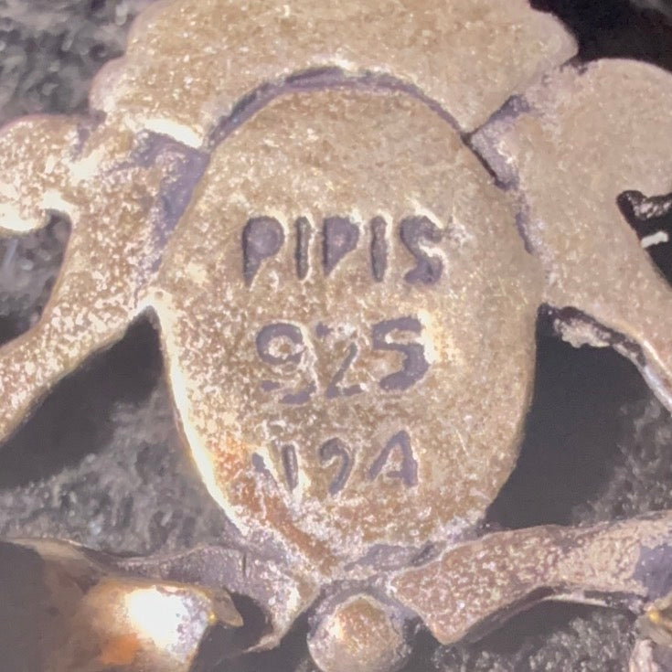 Vintage PIPIS 925 sølvbroche med naturlig koral – Græsk design
