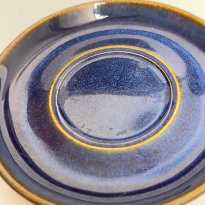 Søholm Blå Granit kop og underkop i blåbrunt stentøj