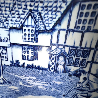 Fransk fajancetallerken – blå/hvid “English Style” Lunéville France ca. 1950–70