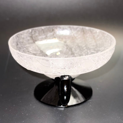 Svensk krakelé coupe-/dessertglas, attribueret til Johansfors eller Åfors glasbruk