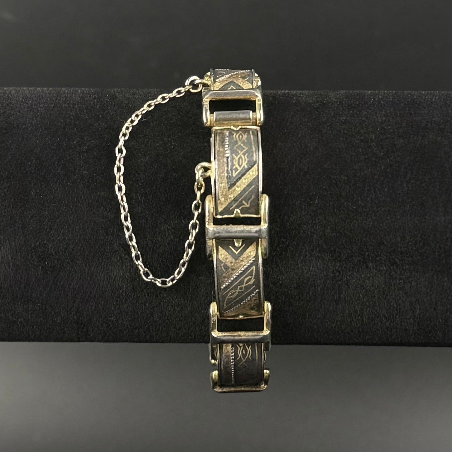 Vintage Toledo damascene armbånd med guldindlejring