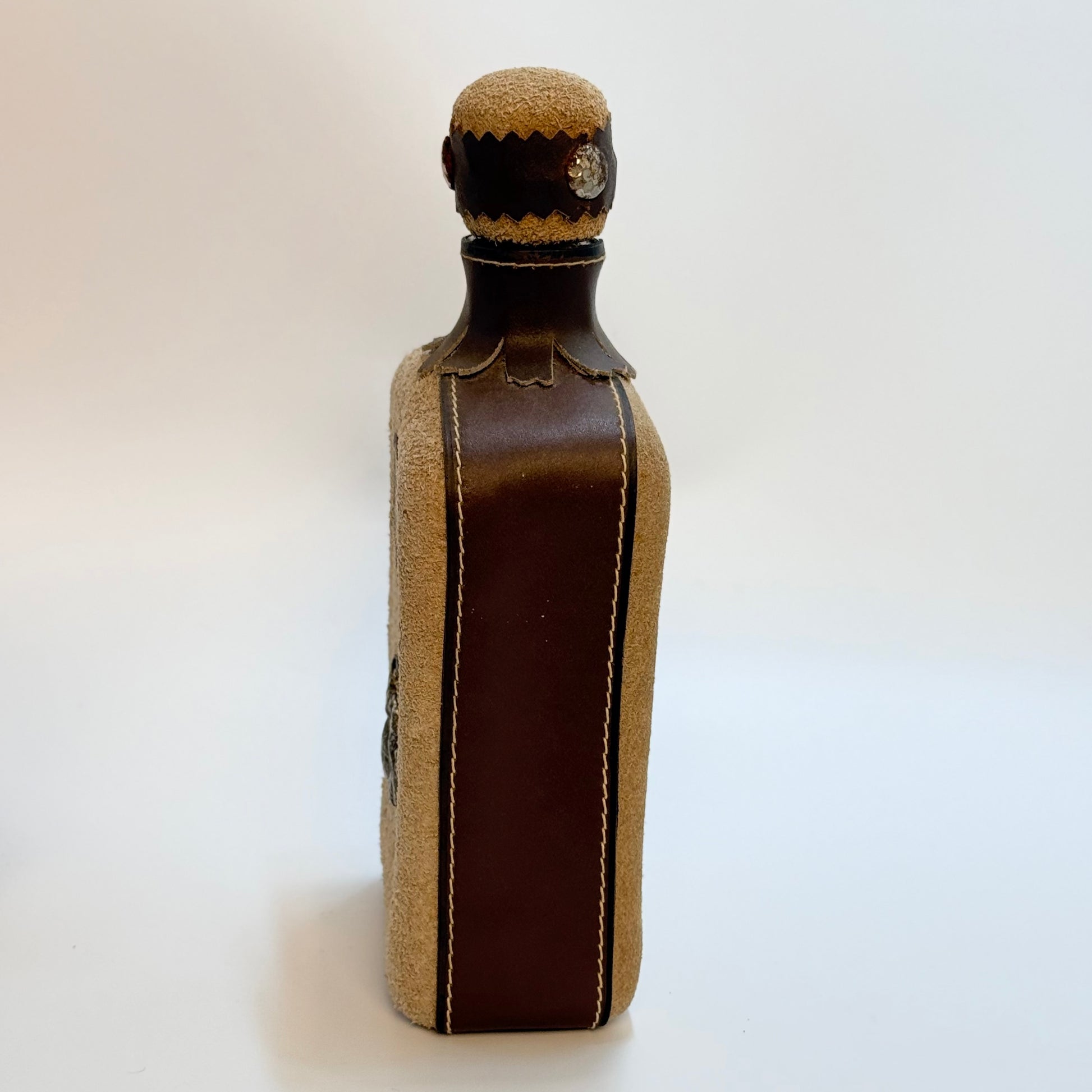 Mexicansk whiskyflaske i læder – vintage barware -1970/1980’erne