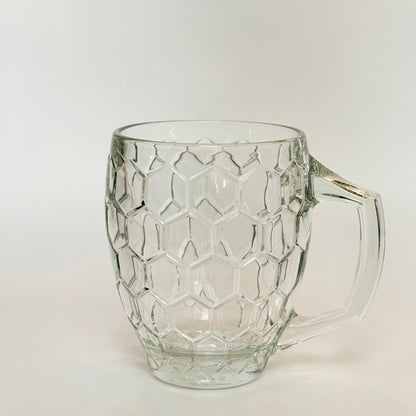 Erik Bagger ølkrus i solidt presset glas med hexagonmønster - 40 cl