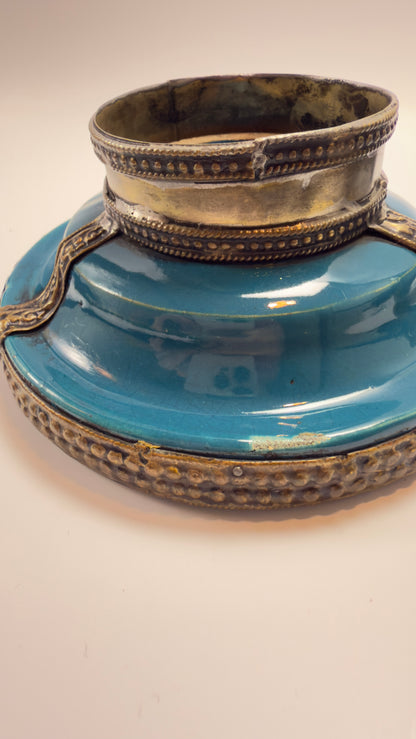 Unikt marokkansk dekorationssæt med glasflakon, miniature tajine og tekande