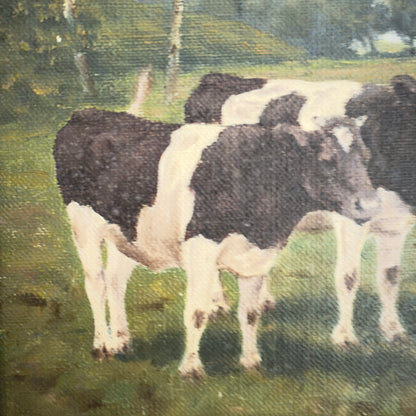 Originalt maleri af Kay Birkmose med dansk landbrugsmotiv i forgyldt ramme