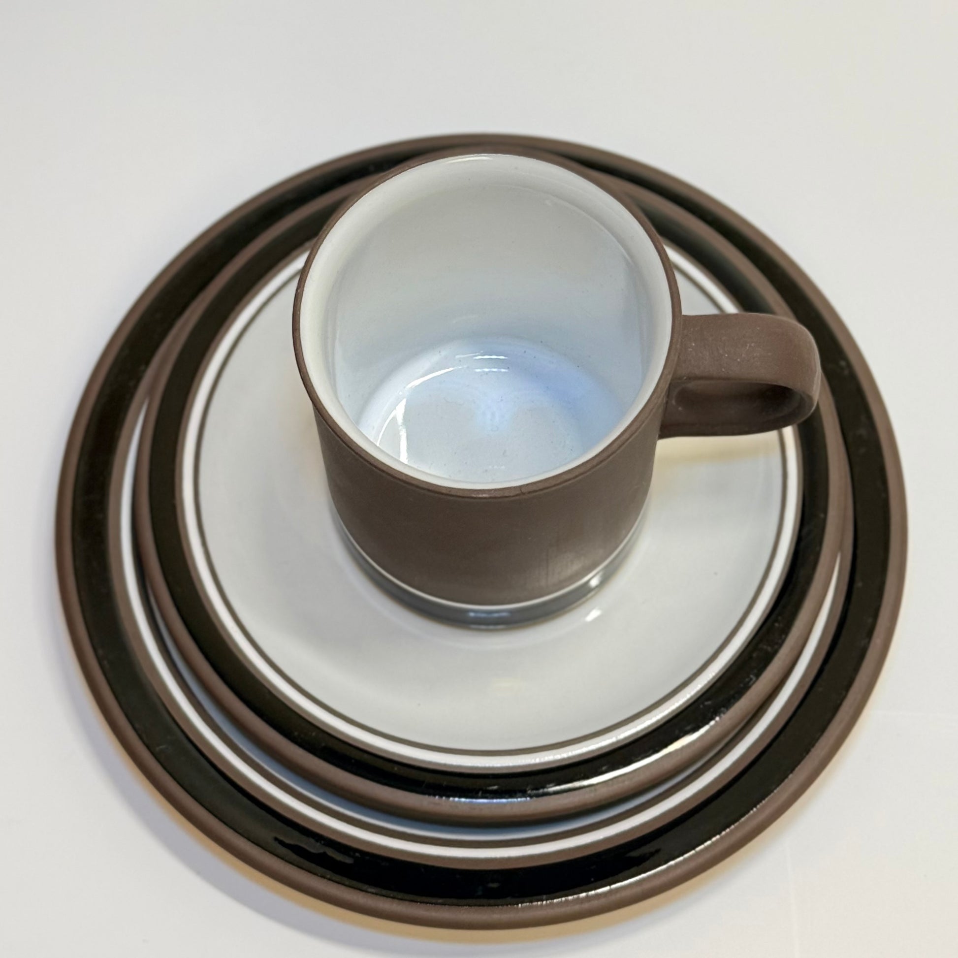 Hornsea Pottery England, model Vitramic Contrast 1978 – et originalt kaffestel, 3-delt sæt
