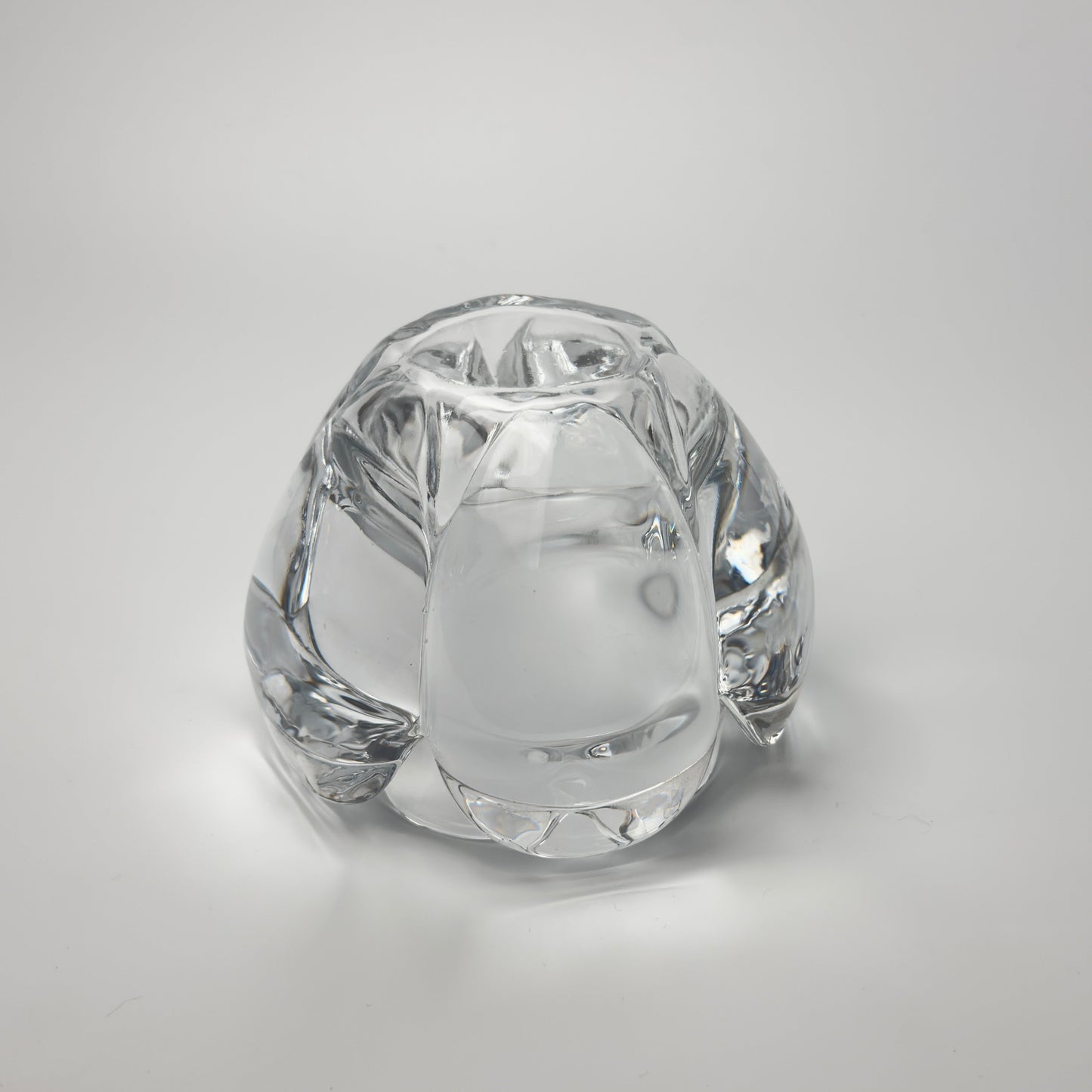 Holmegaard lotus lysestage i klart tungt glas – vintage dansk glasdesign