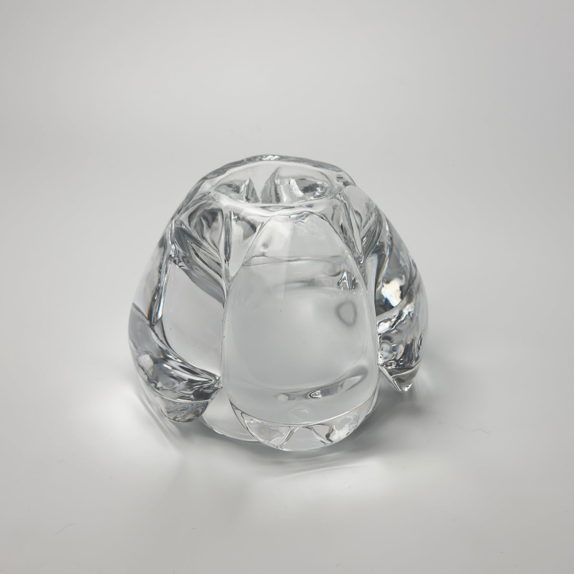 Holmegaard lotus lysestage i klart tungt glas – vintage dansk glasdesign