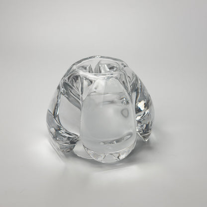 Holmegaard lotus lysestage i klart tungt glas – vintage dansk glasdesign