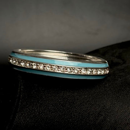Vintage armbånd med turkis emalje og rhinsten