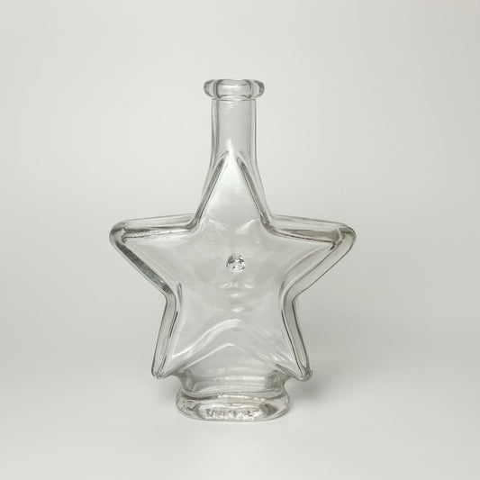 Vintage stjerne karaffel i klart glas med ansigt – 18 cm