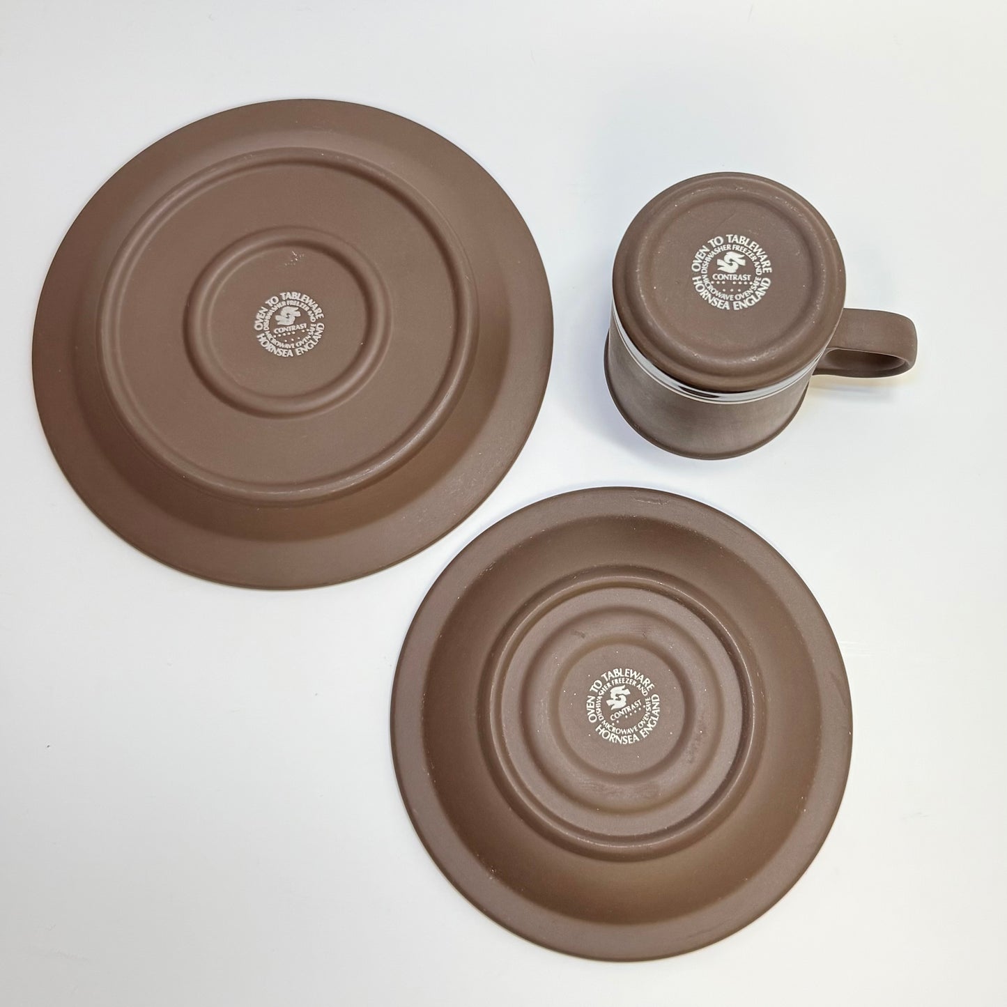 Hornsea Pottery England, model Vitramic Contrast 1978 – et originalt kaffestel, 3-delt sæt