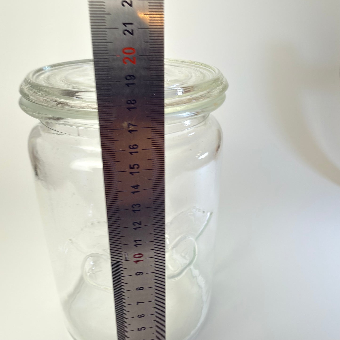 Kastrup Glasværk henkogningsglas 18,5 cm – gammelt sylteglas med glaslåg