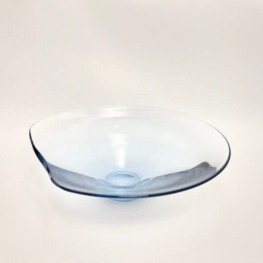 Stor Holmegaard skål i blåtonet glas – design Per Lütken, 1959