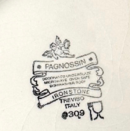 Pagnossin ironstone frokosttallerken aubergine/blå kant, Treviso Italien