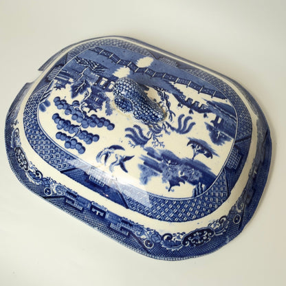 Antik J.M.P. Bell & Co Blue and Willow terrin med låg - Frøken Lilly