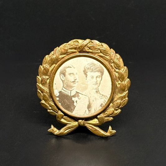 Antikt billede og miniature-fotoramme af HKH Chr. X & prinsesse Alexandrine fra 1898 - samlerobjekt - Frøken Lilly