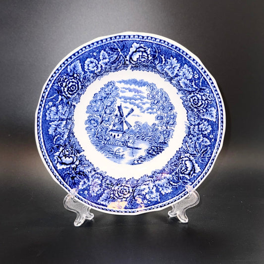 Arabia “Sininen Maisema” (Blue Landscape) tallerken med vindmølle – 1968