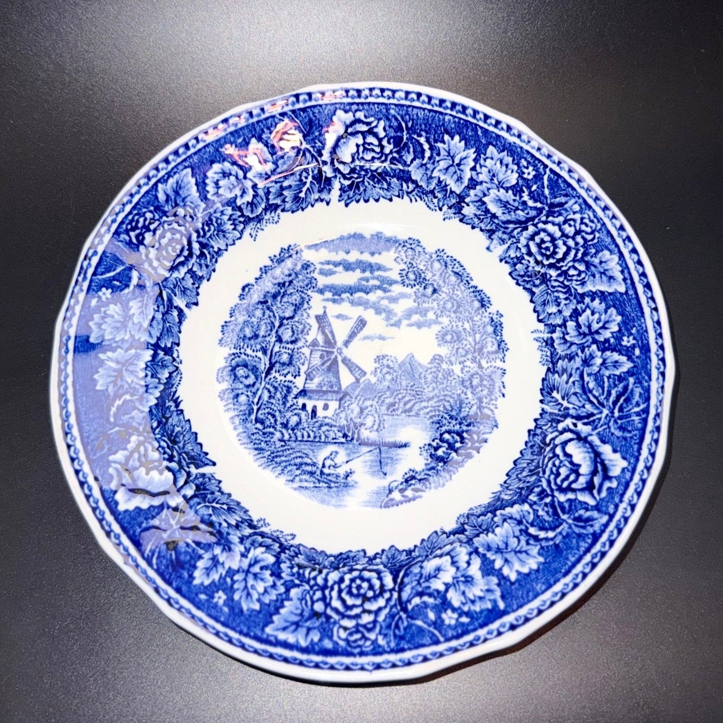 Arabia “Sininen Maisema” (Blue Landscape) tallerken med vindmølle – 1968